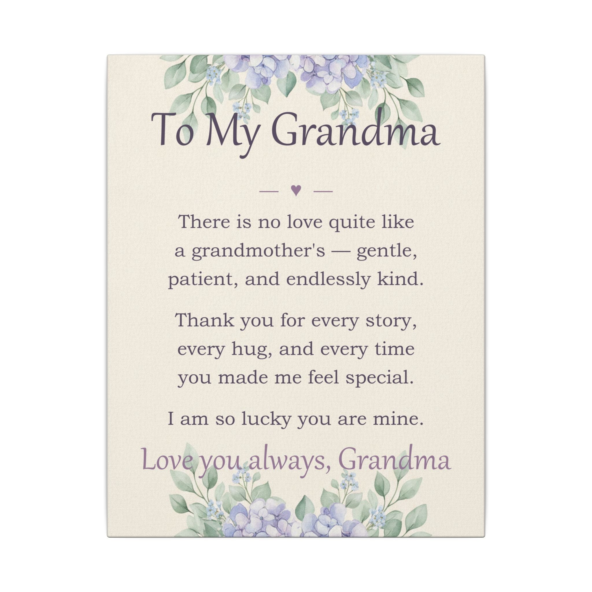 To My Grandma - Keepsake Canvas - Comfort & Cherish keepsake gift