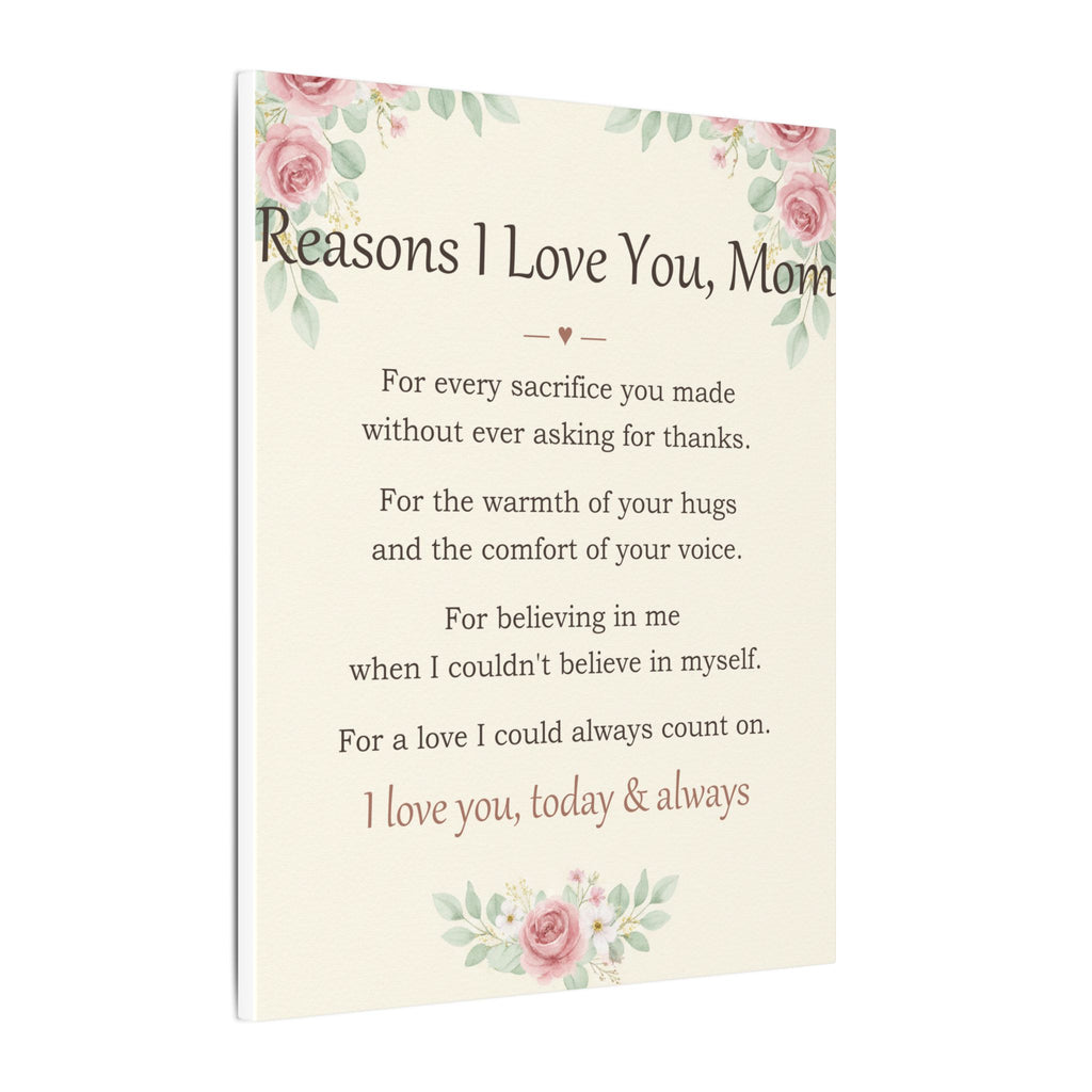 Reasons I Love You, Mom - Keepsake Canvas - Comfort & Cherish keepsake gift