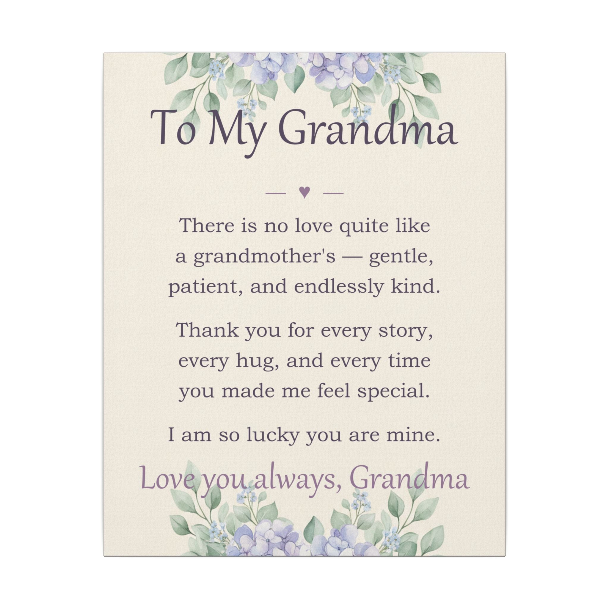 To My Grandma - Keepsake Canvas - Comfort & Cherish keepsake gift