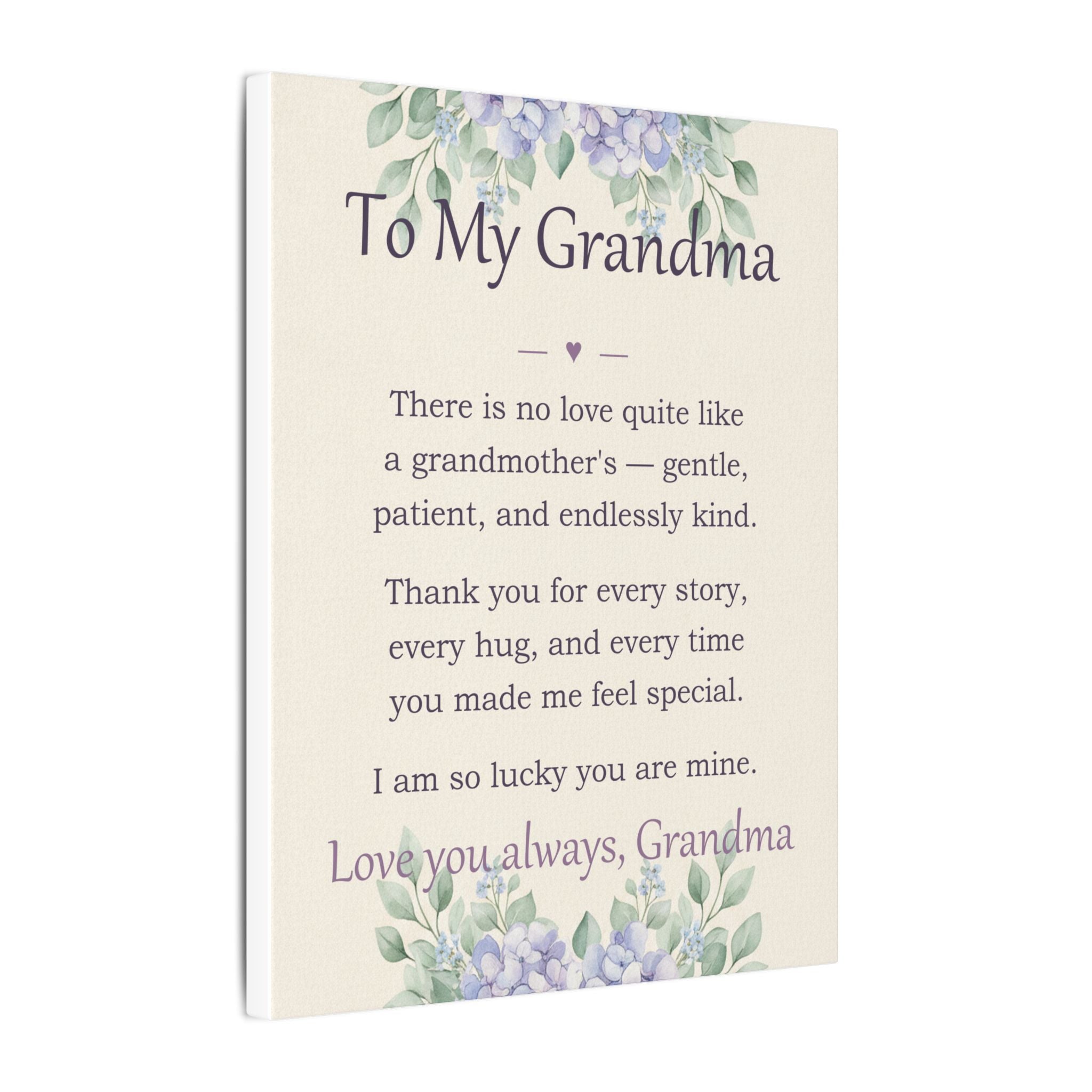 To My Grandma - Keepsake Canvas - Comfort & Cherish keepsake gift