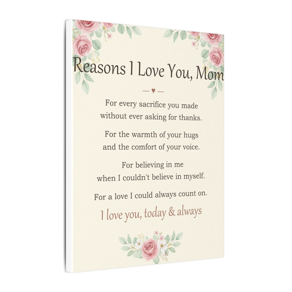 Reasons I Love You, Mom - Keepsake Canvas - Comfort & Cherish keepsake gift