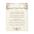 Reasons I Love You, Mom - Keepsake Canvas - Comfort & Cherish keepsake gift