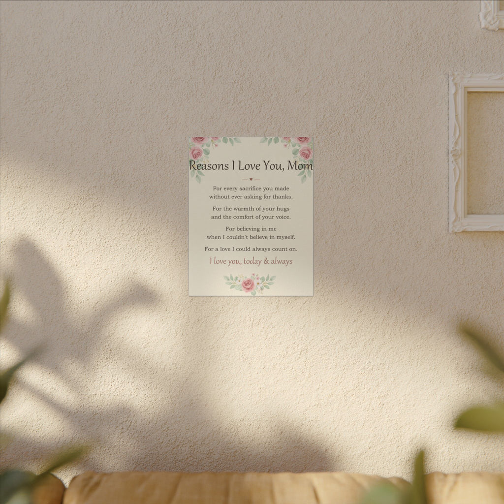 Reasons I Love You, Mom - Keepsake Canvas - Comfort & Cherish keepsake gift