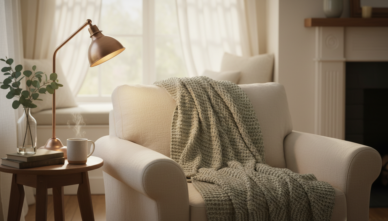 Cozy living room with warm blankets - Comfort & Cherish